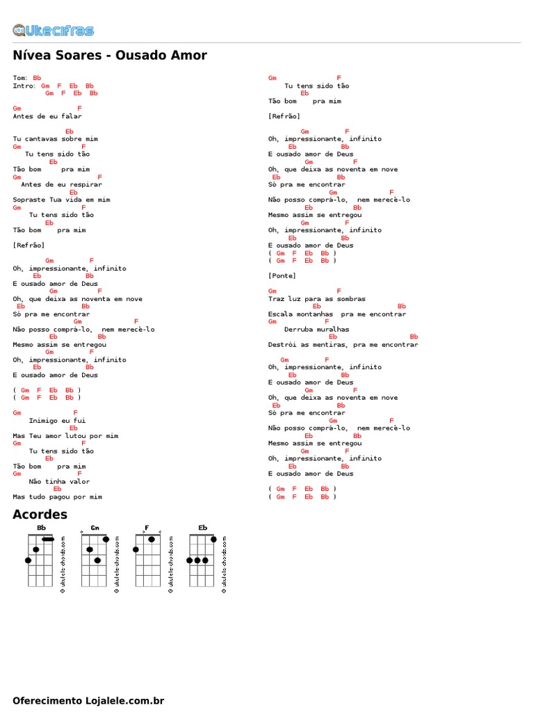 Nívea Soares - Ousado Amor (Uke Cifras), PDF, Amor